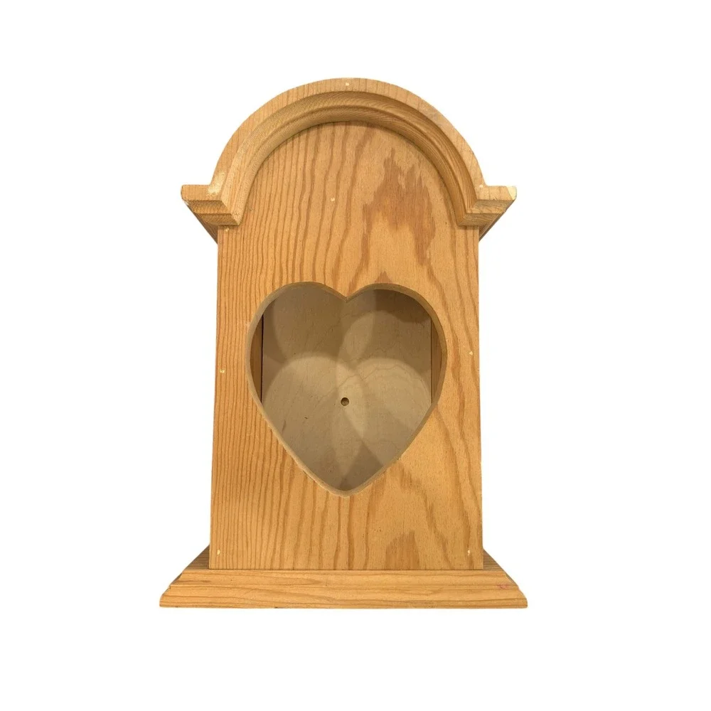 Handmade Unfinished Solid Wood Heart Wall Curio Shelf Cabinet‎ Primitive Cottage